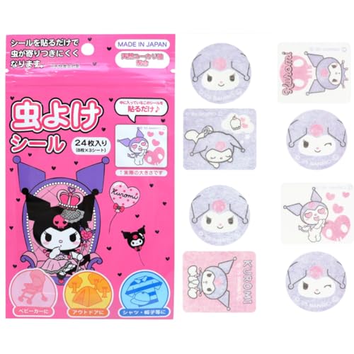 クロミ/1袋 24枚入り/-・Color:クロミSize:1袋 24枚入り・パッケージ個数:1・【商品特徴1】天然ユーカリ油配合で、お子様やペットにもお使いいただけます☆・【使用方法】シールを1枚づつはがし、直接肌にはらず、肌が露出する一番近い場所（帽子・えり口・シャツの両袖・ズボンの両裾・くつ下など）に貼ってください。・【デザイン】サンリオ クロミ・【持続時間】約6時間・【枚数】24枚入り夏にピッタリ♪サンリオキャラクターズ の虫よけシール☆ 貼るだけだからどこでも簡単に虫よけ♪ 天然ユーカリ油配合だからお子さまやペットに安心してお使いいただけます♪ ■ユーカリ油とは…？ ユーカリの葉を蒸留して得られる天然精油です。 爽やかなハーブの香りが虫の忌避効果をもたらします。 本製品はユーカリ油を染み込ませたシールで、貼るだけで香りが蒸散し、虫が寄り付きにくくなります。 ---------------------------------------------------- 【使用方法】 ●シールを1枚ずつはがし、直接肌貼らず、 肌が露出する箇所に最も近い場所（帽子・えり口・シャツの両袖・ズボンの両裾・くつ下など）に貼ってください。 ●1回につき5 6ヶ所程度が目安です。 ●持続時間は約6時間です。（使用環境により異なります。） 【ペットにご使用の場合】 ●ペットにご利用の場合は首輪や小屋などに貼ってください。 ※毛の上からはると取れなくなることがあります。 （首輪が細い場合は、シールをカットしてください。） 【使用上の注意】 ●肌に直接貼らないでください。 ---------------------------------------------------- 【種類】 ・ハローキティ ・シナモロール ・クロミ ・マイメロディ ・ポチャッコ ・ハンギョドン お好きな種類を選んでね♪ c 2026 SANRIO CO. LTD. APPROVAL NO. L670269
