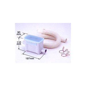 パッケージ個数:1排水ホースと排水口の間に取り付ける部品です。 排水口のつまりを防ぎます。東芝製の洗濯乾燥機・全自動洗濯機・2槽式洗濯機全機種に対応。 ●寸法:W9.0×H11.0×D19.7cm ●質量:0.3kg ●付属品:排水ホース×1本、排水ホースバンド×2個