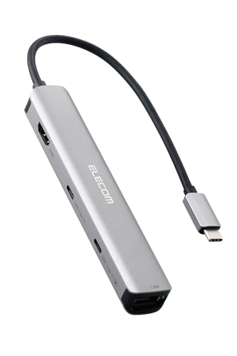 エレコム USB-Cハブ ドッキングステーション 6in1 スリムタイプ PD 100W対応 4K60Hz対応 HDMI ブラック..