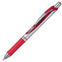 ぺんてる ボールペン ゲルインキ エナージェル ノック式 0.7mm シルバー軸 BL77-B 赤 10本 送料無料