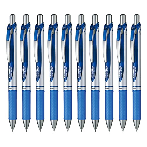 乐天商城 - ぺんてる ゲルインキボールペン エナージェル BL77-C 0.7青 10本 0.7mm 青 【シルバー軸】 送料無料