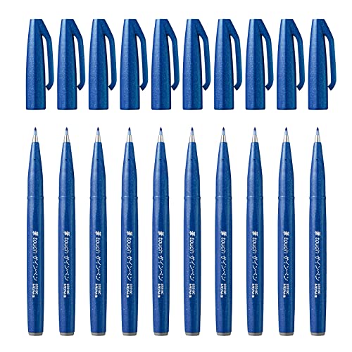 ぺんてる 筆タッチサインペン SES15C-C ブルー 10本セット 送料無料