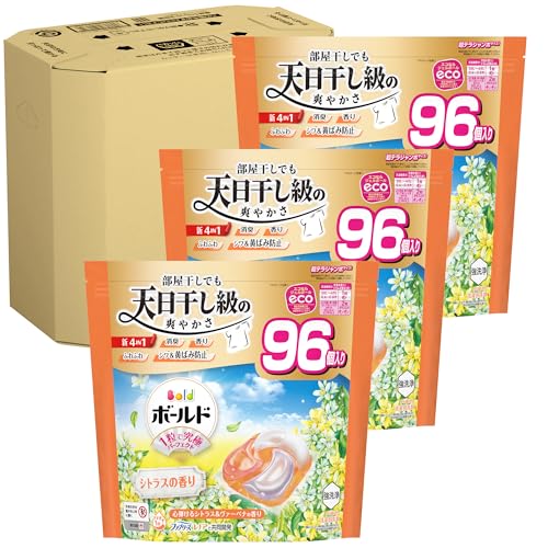 ボールド 洗濯洗剤 ジェルボール 4in1 心弾けるシトラス&ヴァーベナの香り 詰め替え 96個x3袋 [大容量] [ケース品] 送料無料