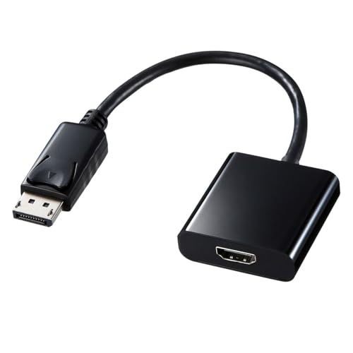 DisplayPort→HDMI(アクティブタイプ)ブラック/-/AD-DPPHD01・パッケージ個数:1・DisplayPortを搭載したパソコンをHDMIを持つディスプレイ・テレビに接続するための変換アダプタ。サンワサプライ