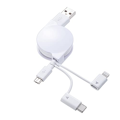 サンワサプライ(Sanwa Supply) ライトニング・TypeC・microB 巻取りUSB 3in1 ケーブル 0.8m KB-I 送料無料