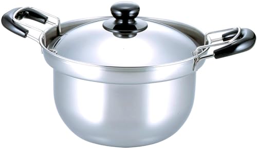 下村企販 両手鍋 ゆで名人 ザル付 22cm 【日本製】 ガス火・IH対応 ふきこぼれにくい 湯切りザル付き 麺が底にくっつかない 水切 送料無料