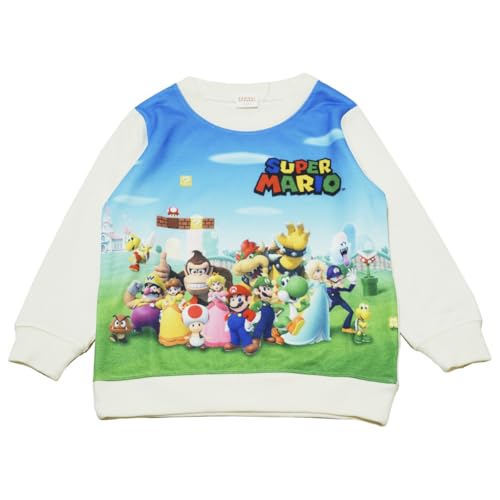 [バンダイ] クラシック fr8923 秋 冬 スーパーマリオ 長袖 スウェットシャツ Super Mario ボーイズ アイボリー 送料無料