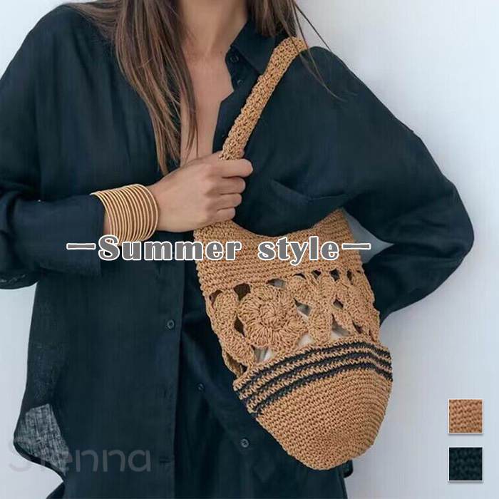 カゴバッグ レディース バック 2way 大きめ 肩掛けバッグ 草編みバッグ ストローバッグ メッシュバッグ 夏バッグ サマーバッグ 旅行バッグ エコバッグ 肩掛け 手持ち 夏素材 女性用 鞄 春 夏 大容量 軽量 編み バイカラー ベージュ ブラック 通勤 通学 旅行 アウトドア