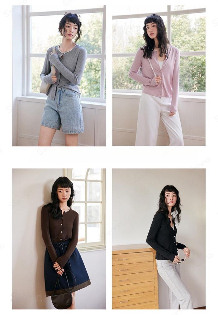 UV 薄手 カーディガン UVカット 春 夏 春夏 秋 カットソー トップス アウター レディース 羽織り 長袖 冷感 涼しい ボレロ サマーニット サマー カーデ ニットカーディガン ストレッチ 丸首 肩掛け リブ 無地 シンプル 洗える 体型カバー 上品 おしゃれ カジュアル smilenaie-10000801 シエナ サンプル画像2
