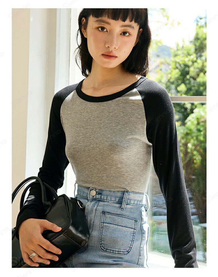 Rakuten - カットソー レディース 長袖 tシャツトップス クルーネック 無地 シンプル カジュアル 美シルエット 春 秋 冬 通勤 お出かけ 普段着 重ね着風 細見え 着?せ 肌着 重ね着 インナー 大きいサイズ キレイめ アイボリー ブルー ブラウン グレー