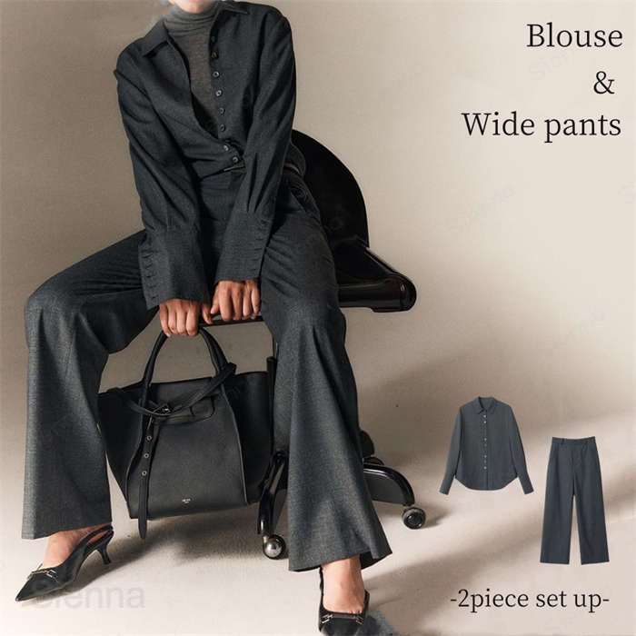 Nylon, Rayon, Polyester - パンツスーツ レディース 大きいサイズ パンツスーツ ワイドパンツ ブラウス シャツ 長袖 セレモニースーツ ママスーツ スーツ パンツドレス 女性 かっこいい ハンサム オシャレ パーティー 入学式 卒業式 入園式 卒園式 学校行事 通勤 オフィス お宮参り 二次会 結婚式