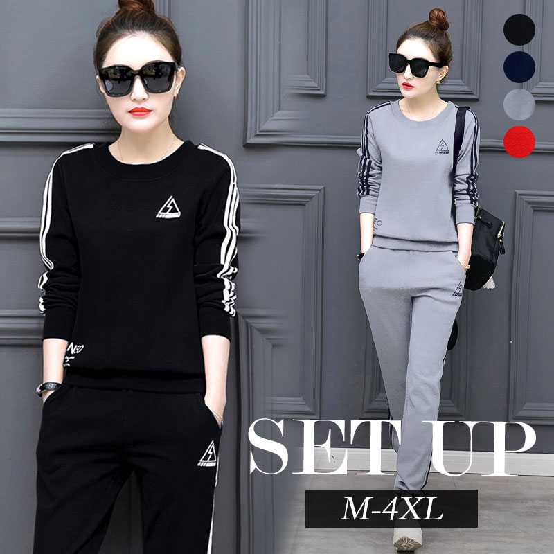 定番 スウェット 上下 レディース M-4XLおしゃれ 大きめ セットアップ 大きいサイズ かわいい スポーツ..