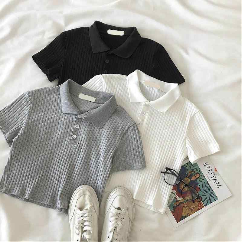 ポロシャツ キッズ 半袖 女の子 子供服 夏 カジュアル モノトーン 韓国 ファッション おしゃれ トップス ショート丈 親子 ペアルック ホワイト グレー ブラック