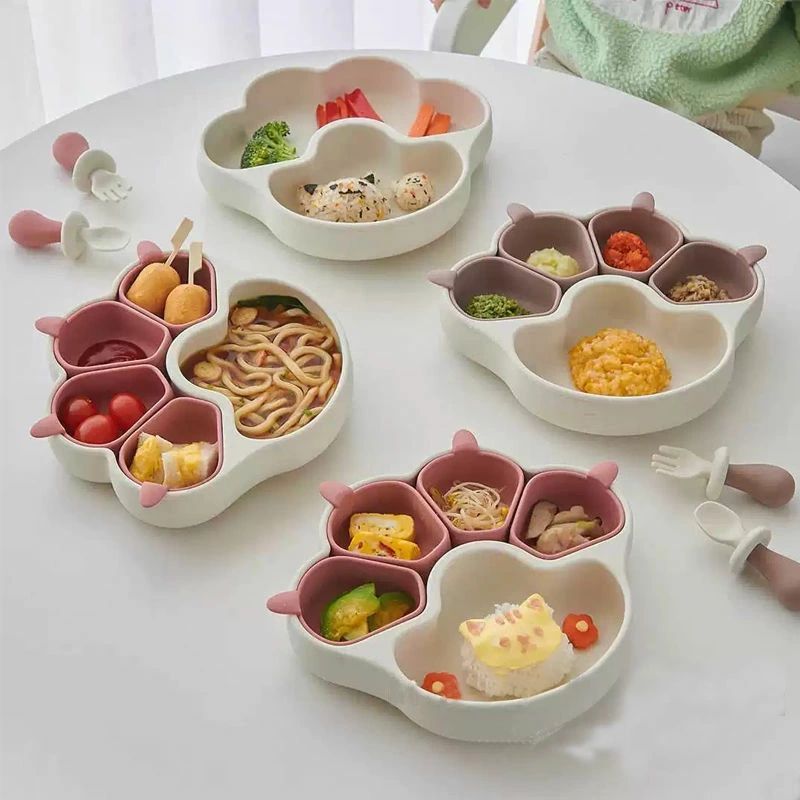 ベビー食器 離乳食プレート 吸盤ボウル 猫の爪 離乳食 食器 食品級シリコン 吸盤つき ひっくり返らない..