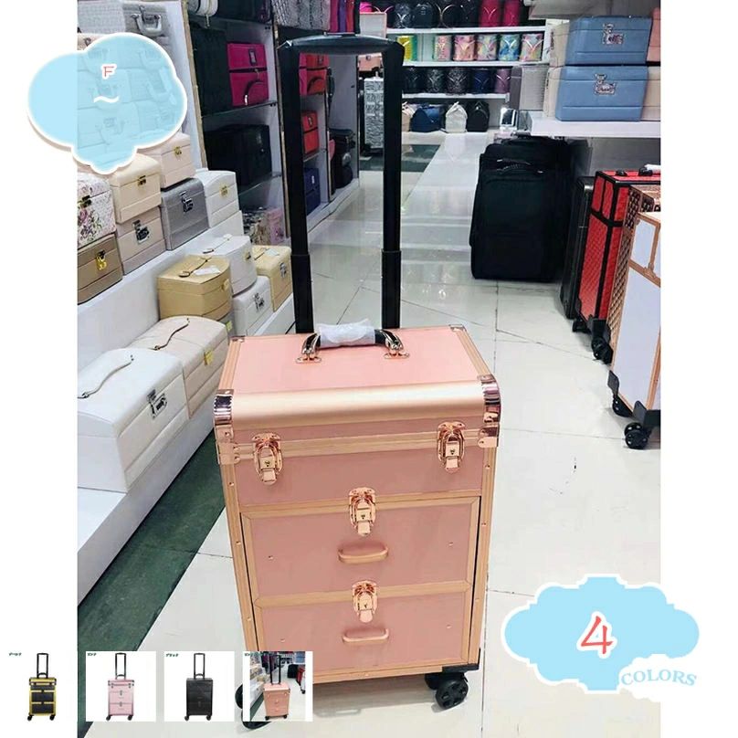 3 メイクボックス メイクキャリーケース キャリーバッグ キャスター付き プロ用 大容量 多機能 メイク キャリーケース 美容師 ネイル ヘアメイク キャリーバック メイクバッグ メイク用具たくさん収納 化粧品箱 メイク収納 shopcp