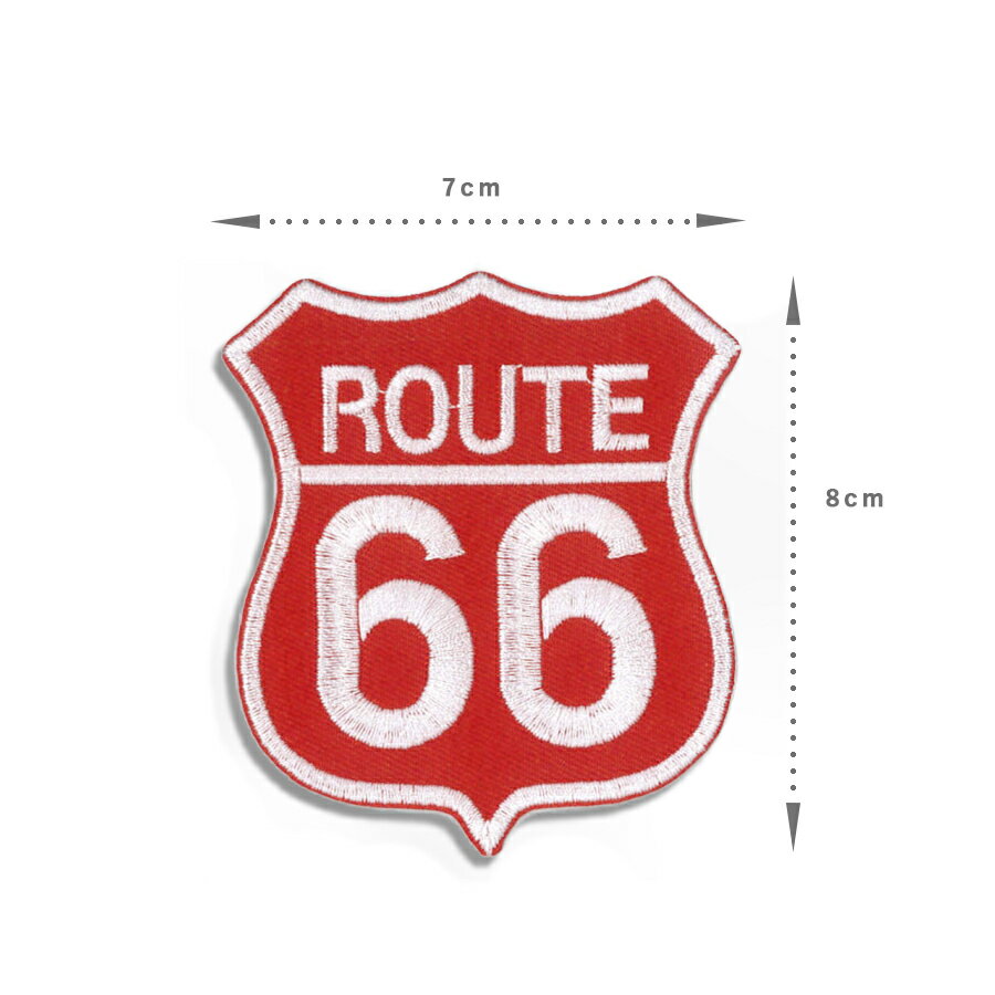 ROUTE66 ルート66 赤 デザインアイロンワッペン パッチ [雑貨 アメリカ カジュアル グッズ ファッション] お手軽 アレンジ