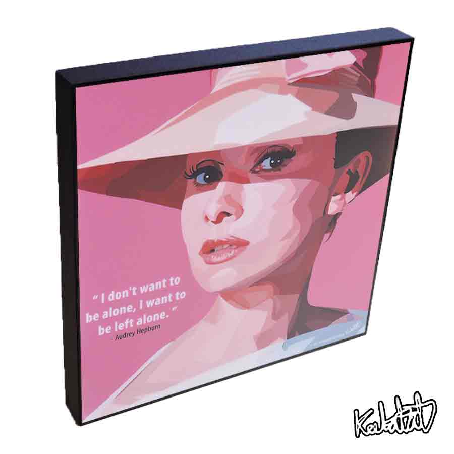 ポップアートフレーム Audrey Hepburn　オードリー・ヘプバーン KEETATAT SITTHIKET アートパネル インテリア 雑貨 店舗 内装 玄関 おしゃれ ポスター 絵 イラスト 壁掛け 俳優 女優 偉人 セレブ 映画 スター