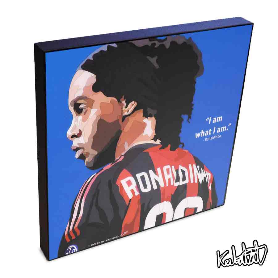 ポップアートフレーム Ronaldinho　ロナウジーニョ KEETATAT SITTHIKET アートパネル インテリア 雑貨 店舗 内装 玄関 おしゃれ ポスター 絵 イラスト 壁掛け サッカー選手 フォワード ブラジル代表