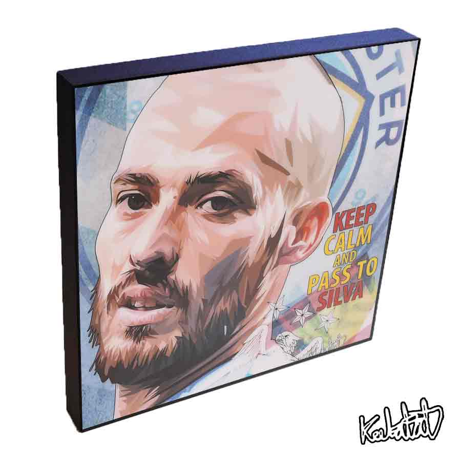 ポップアートフレーム David Silva　ダビド・シルバ KEETATAT SITTHIKET アートパネル インテリア 雑貨 店舗 内装 玄関 おしゃれ ポスター 絵 イラスト 壁掛け サッカー選手 ミッドフィールダー マンチェスター・シティ プレミアリーグ スペイン代表