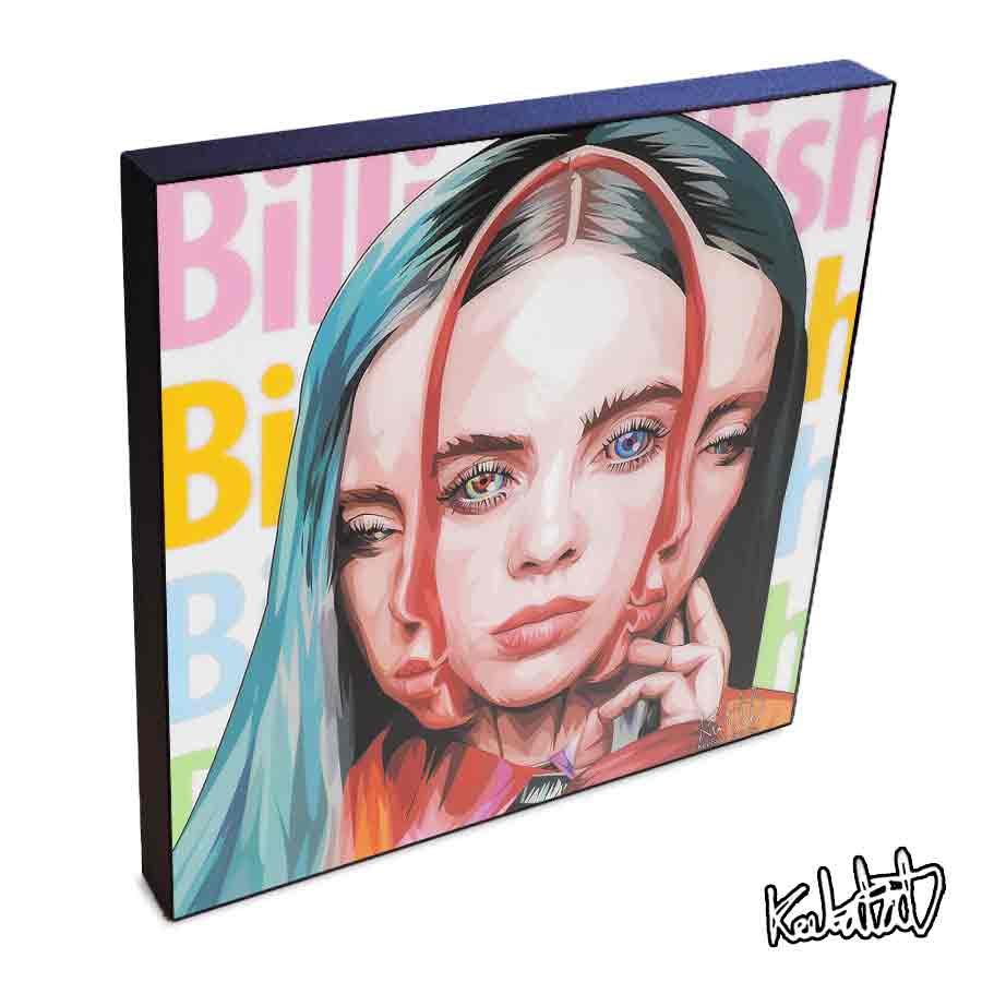 ポップアートフレーム Billie Eilish　ビリー・アイリッシュ KEETATAT SITTHIKET アートパネル インテリア 雑貨 店舗 内装 玄関 おしゃれ ポスター 絵 イラスト 壁掛け シンガーソングライター グラミー賞 ポップスター 音楽