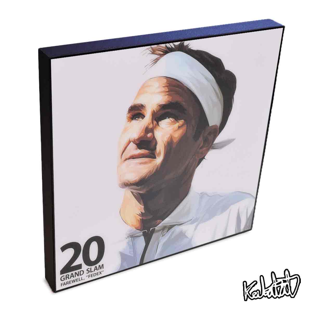 ポップアートフレーム ロジャー・フェデラー2　Roger Federer2 KEETATAT SITTHIKET アートパネル インテリア 雑貨 店舗 内装 玄関 おしゃれ ポスター 絵 イラスト 壁掛け テニス選手 スポーツ選手 レジェンド