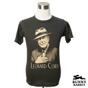 デザインTシャツ BUNNY RABBIT Leonard Cohen レナード コーエン バンドTシャツ ビンテージ風 プリントTシャツ グッズ ハレルヤ Hallelujah 伝説シンガーソングライター 音楽 Tシャツ 男女兼用 サイズM＆L