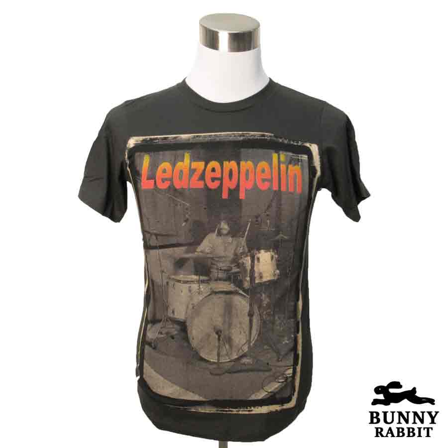 デザインTシャツ BUNNY RABBIT Led Zeppelin レッドツェッペリン ジョン・ボーナム（ドラマー） バンドTシャツ プリントTシャツ ハードロック レジェンド フェス 音楽 ロックT Tシャツ 男女兼用 サイズM＆L