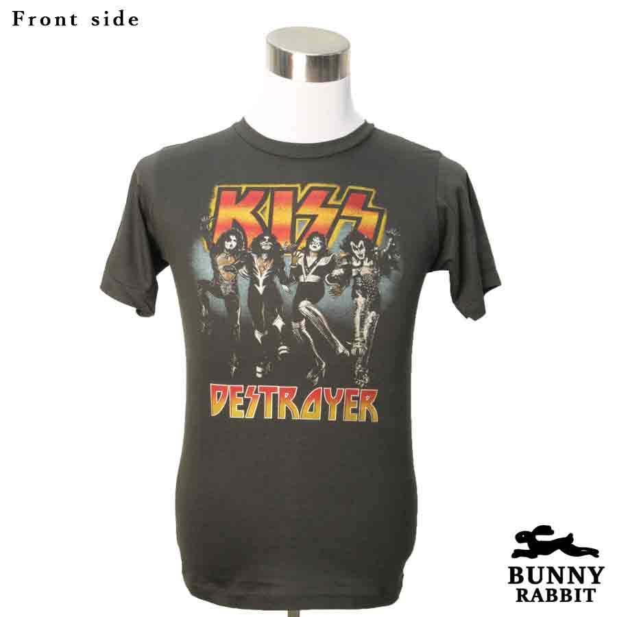 デザインTシャツ BUNNY RABBIT KISS キッス Destroyer デストロイヤー 地獄の軍団 バンドTシャツ プリントTシャツ ハードロック レジェンド フェス 音楽 ロック レジェンド フェス 音楽 Tシャツ バンドT 男女兼用 サイズM＆L