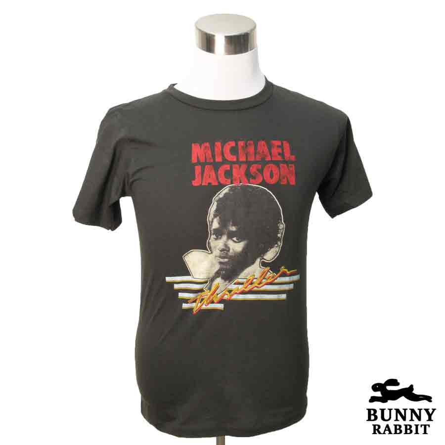 デザインTシャツ BUNNY RABBIT Michael Jackson マイケルジャクソン Thriller スリラー ポップTシャツ ビンテージ風 プリントTシャツ グッズ ソウル レジェンド フェス 音楽 ロックT Tシャツ 男女兼用 サイズM＆L