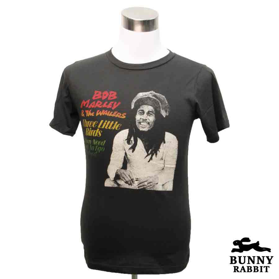 デザインTシャツ BUNNY RABBIT Bob Marley The Wailers ボブ マーリー Three Little Birds バンドTシャツ ビンテージ風 レゲエの神様 レジェンド フェス 音楽 ロックT バンドT Tシャツ 男女兼用 サイズM＆L