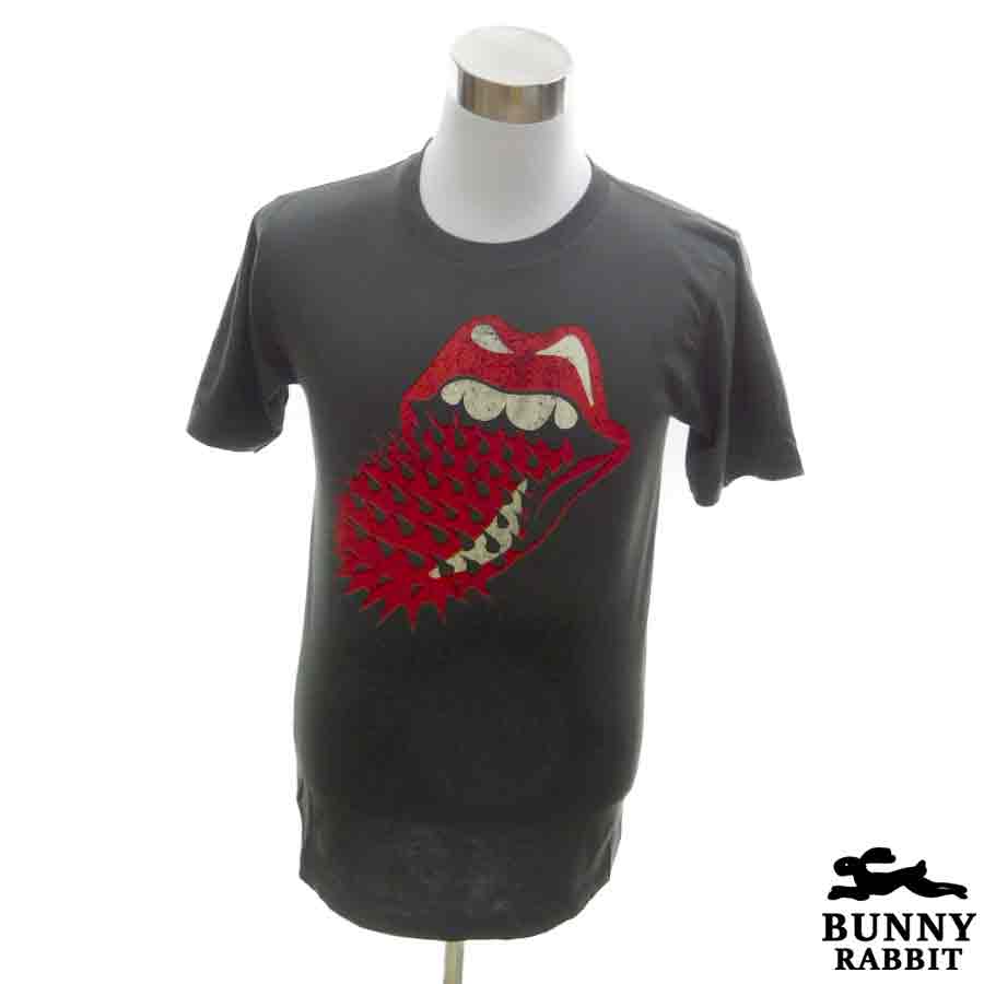 デザインTシャツ BUNNY RABBIT The Rolling Stones ザ・ローリング・ストーンズ ビンテージ風 ロック バンド フェス 黒 ブラック