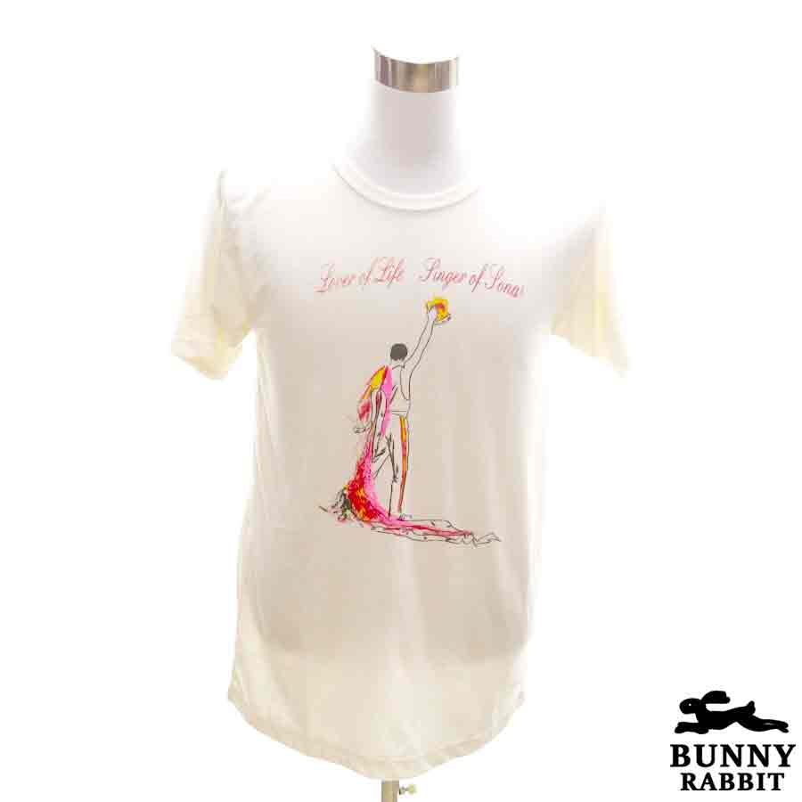 デザインTシャツ BUNNY RABBIT Freddie Mercury （Queen） フレディ・マーキュリー （クイーン） ビンテージ風 ロック バンド フェス 白 ホワイト