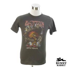 デザインTシャツ BUNNY RABBIT Led Zeppelin レッド・ツェッペリン ビンテージ風 UK ロック バンド フェス 黒 ブラック