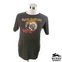 デザインTシャツ BUNNY RABBIT Iron Maiden アイアン メイデン ビンテージ風 UK ロック バンド フェス ヘヴィ メタル 黒 ブラック