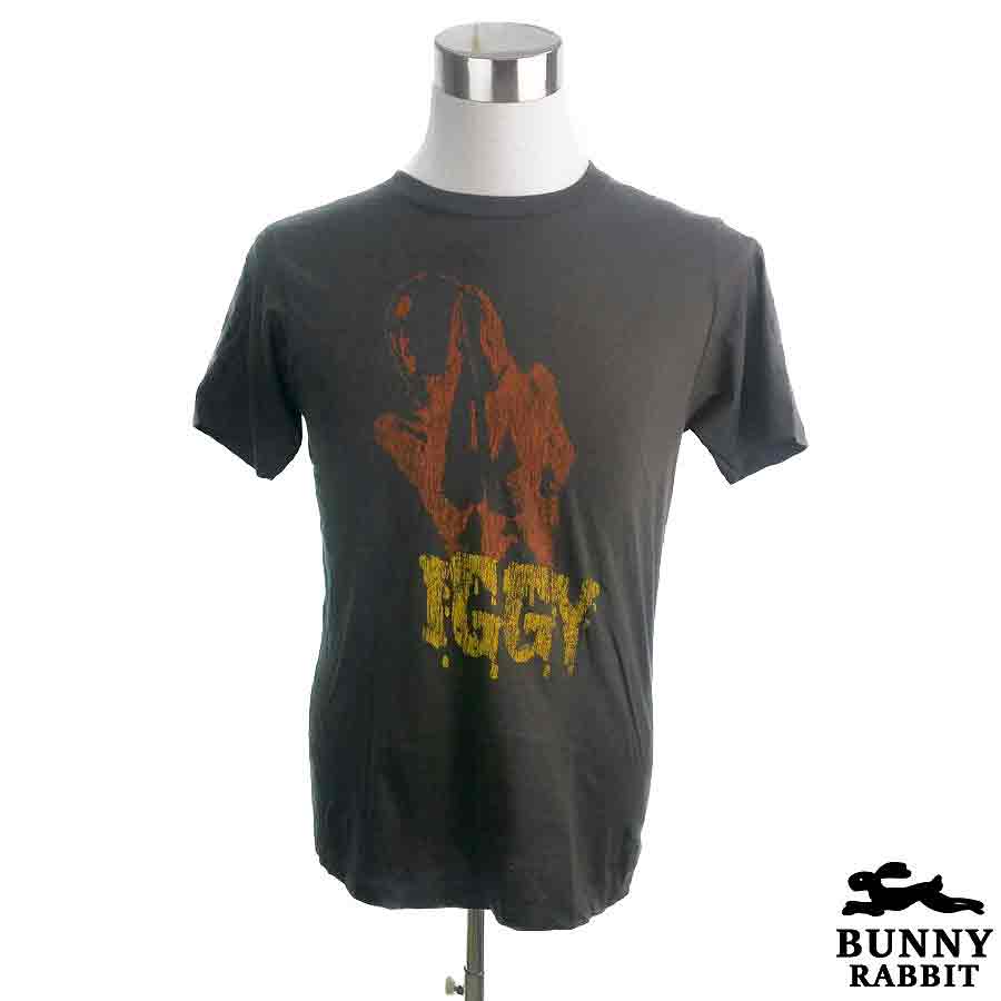 デザインTシャツ BUNNY RABBIT Iggy The Stooges イギー アンド ザ ストゥージズ ビンテージ風 パンクロック ロック イギーポップ パンク バンド フェス 黒 ブラック バンドTシャツ