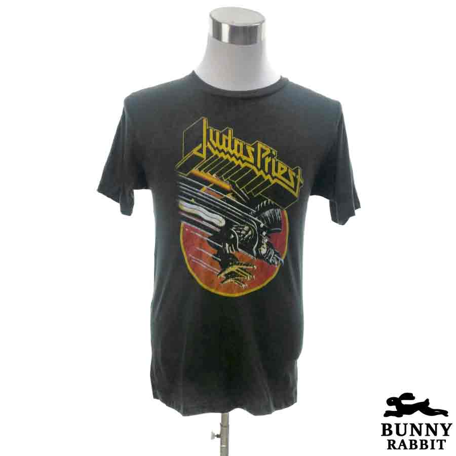 デザインTシャツ BUNNY RABBIT Judas Priest ジューダス・プリースト ビンテージ風 ロック ヘヴィメタル メタル ハードロック アンガス・ヤング レジェンド バンド フェス 黒 ブラック バンドTシャツ