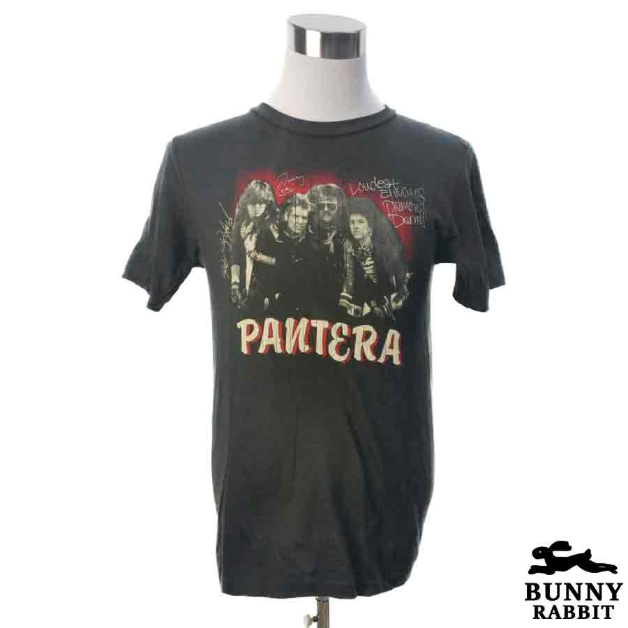 デザインTシャツ BUNNY RABBIT Pantera パンテラ ビンテージ風 ロック ヘヴィメタル メタル ハードロック アンガス・ヤング レジェンド バンド フェス 黒 ブラック バンドTシャツ