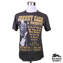 Bunnyrabbit デザインTシャツ ジョニー・キャッシュ Johnny Cash ビンテージ風 ロック バンド カントリー レジェンド フェス 黒 ブラック バンドTシャツ
