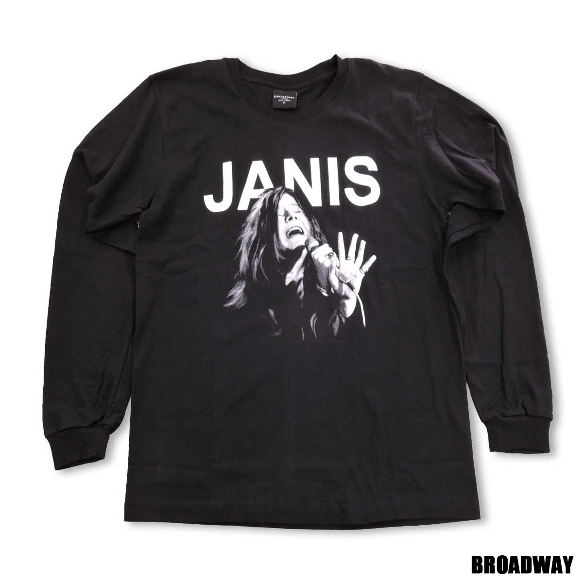 デザインロングTシャツ Broadway Janis Joplin ジャニス・ジョップリン 60年代 60's バンドロングTシャツ プリントロングTシャツ グッズ 音楽 ロック フェスコーデ ロングTシャツ 男女兼用 サイズM＆L＆XL