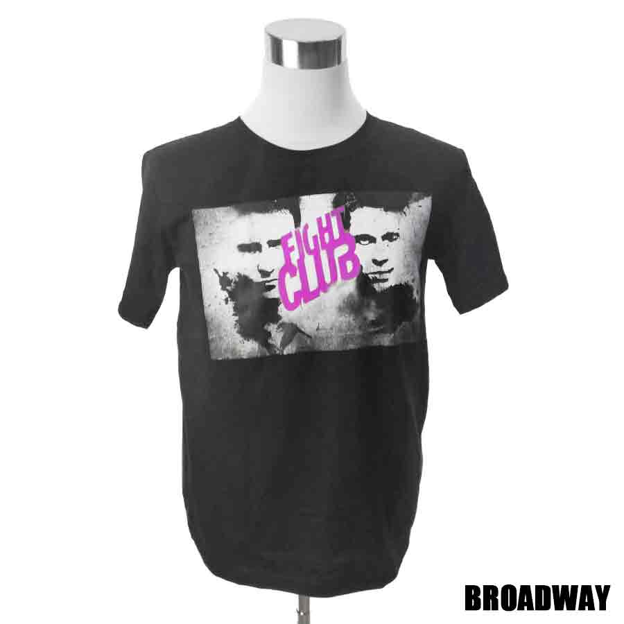 デザインTシャツ Broadway Fight Club ファイトクラブ 映画Tシャツ プリントTシャツ ブラッド・ピット エドワード・ノートン グッズ Tシャツ 男女兼用 サイズM＆L