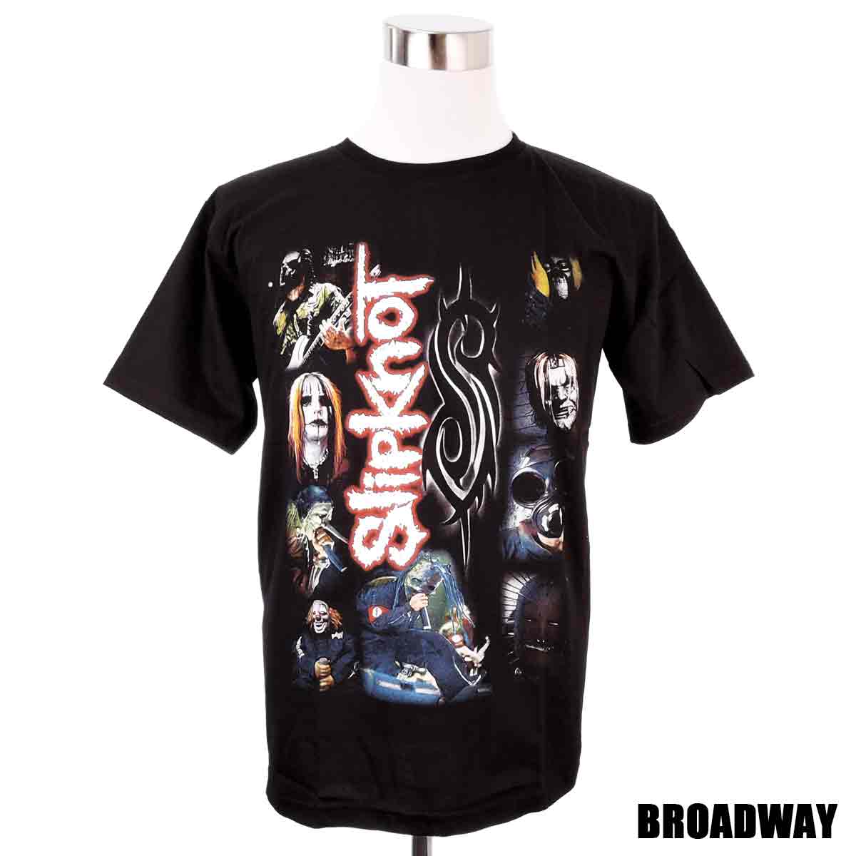 デザインTシャツ Broadway Slipknot スリップノット 黒 バンドTシャツ プリントTシャツ グッズ 音楽 デスメタル 洋楽 フェスコーデ Tシャツ 男女兼用 サイズM＆L