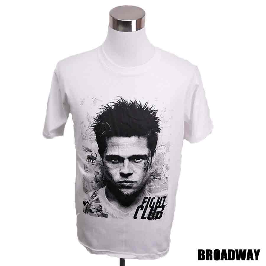 デザインTシャツ Broadway Fight Club ファイト・クラブ 映画Tシャツ プリントTシャツ グッズ 洋画 ブラッド・ピット Tシャツ 男女兼用 サイズM＆L