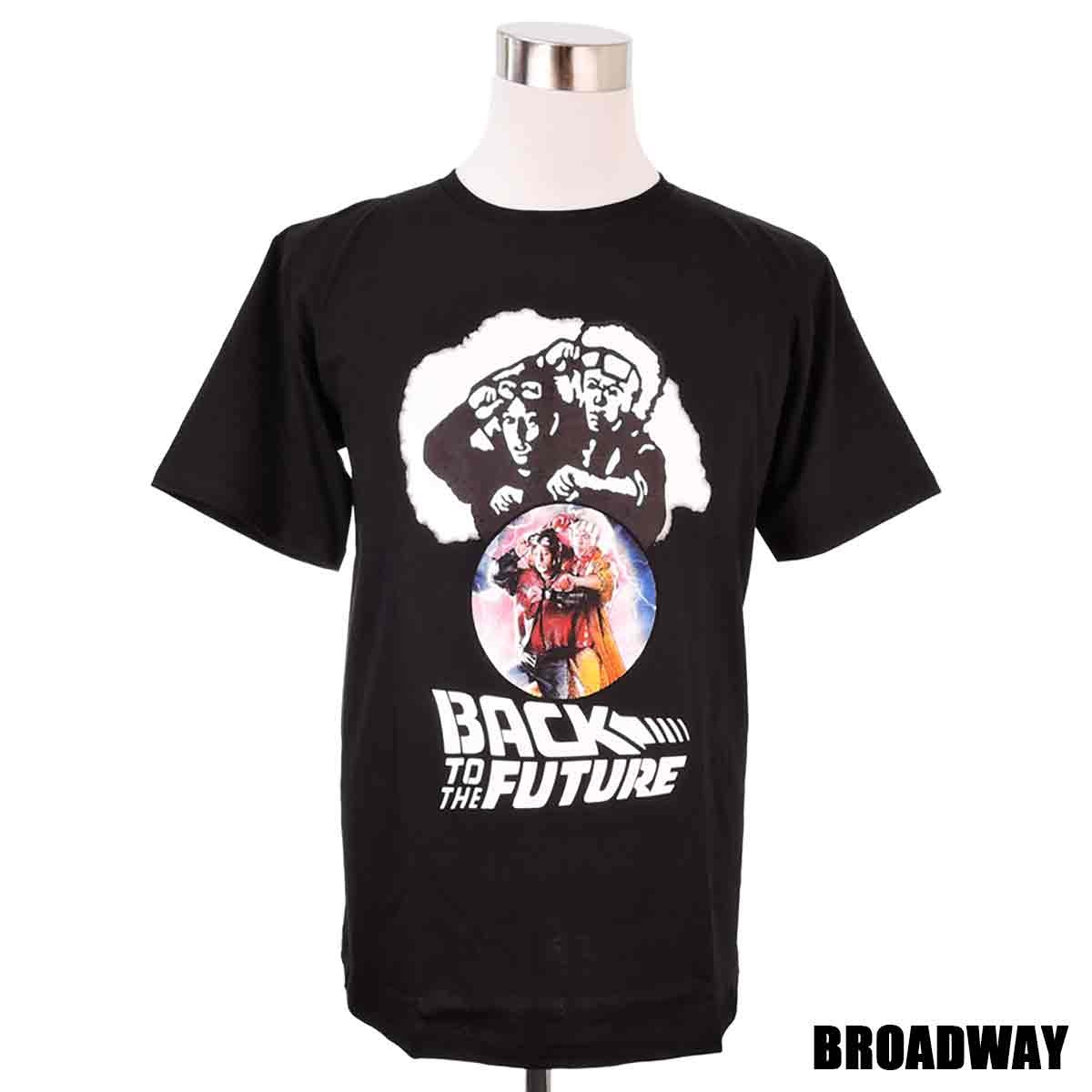 デザインTシャツ Broadway Back to the Future2 バック トゥ ザ フューチャー2 黒 映画Tシャツ プリントTシャツ グッズ 80年代 フェスコーデ Tシャツ 男女兼用 サイズM＆L