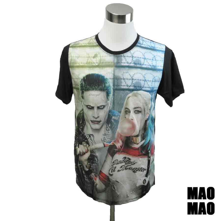 デザインTシャツ MAOMAO Suicide Squad スーサイド スクワッド Tシャツ 【ジョーカー＆ハーレイ クイン】（ジャレッド レト＆マーゴット ロビー） Tシャツ 男女兼用 サイズS＆M＆L