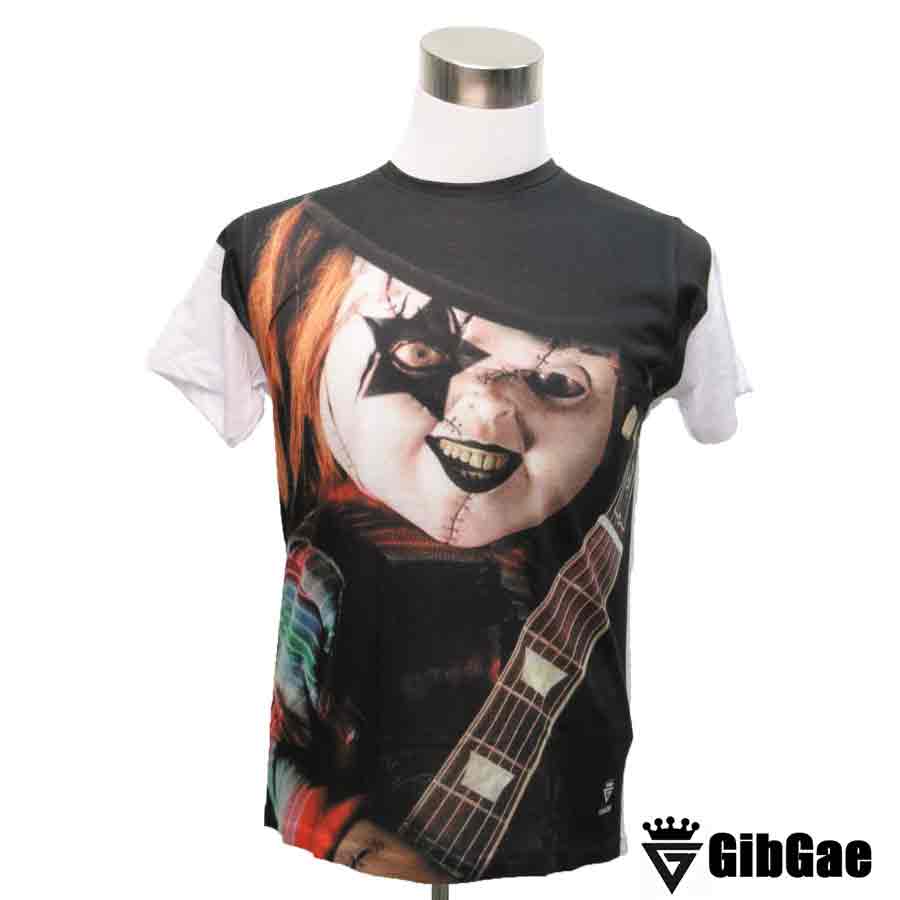 デザインTシャツ GibGae Chucky2 チャッキー2 映画Tシャツ ホラー チャイルド・プレイ Tシャツ 男女兼用 サイズM＆L