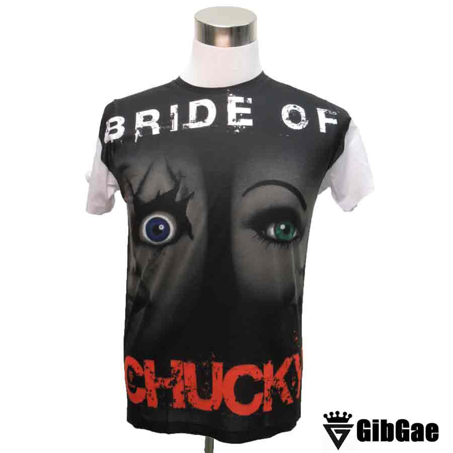 デザインTシャツ GibGae BRIDE OF Chucky チャッキーの花嫁 チャイルドプレイ チャッキー＆ティファニー 映画Tシャツ ホラー・チャイルド プレイ こわかわいい Tシャツ 男女兼用 サイズM＆L