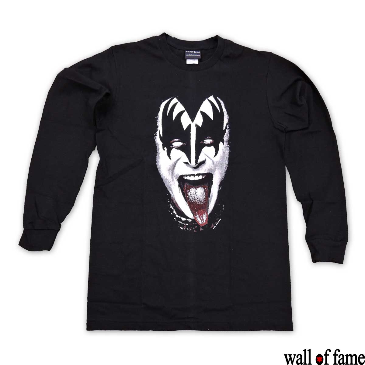 バンドロングTシャツ Wall of fame Gene Simmons ジーン・シモンズ 音楽 プリントTシャツ グッズ KISS ロックT フェス ファッション 洋楽 ロングTシャツ 長袖 男女兼用 サイズM＆L