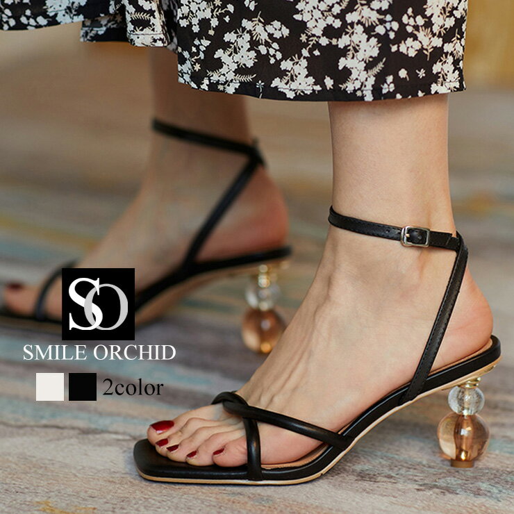 スクエアトゥ＆クリアヒールサンダル サンダル 涼しい おすすめ　春 夏 春夏　ck008のサムネイル