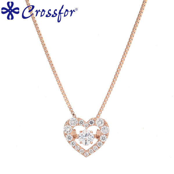 取寄品 Crossfor New York クロスフォー NYP-540P Dancing Tenderness ハート型 ピンクゴールド #8801318 ネックレス レディース アクセサリー ジュエリー 送料無料