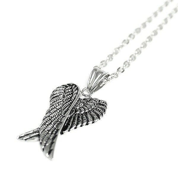 樂天商城 - 翼デザインのいぶし加工風 ウィングモチーフシルバーネックレス SPST032 メンズネックレス necklace 送料無料